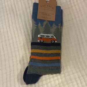 Fat Face Men's Striped Camper Van Socks - Blue, Orange, Gray